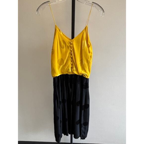 Raul Blanco Black Yellow Sleeveless Silk Dress & Jacket Set Size 6 #96188 - Picture 4 of 6